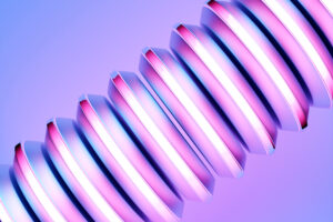 3D illustration purple pipe of an unusual shape  on a  monocrome background